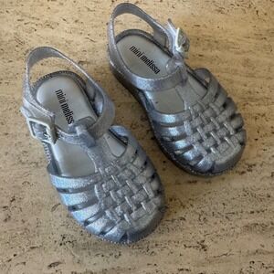 NWOT Mini Melissa Silver Glitter Size 7
